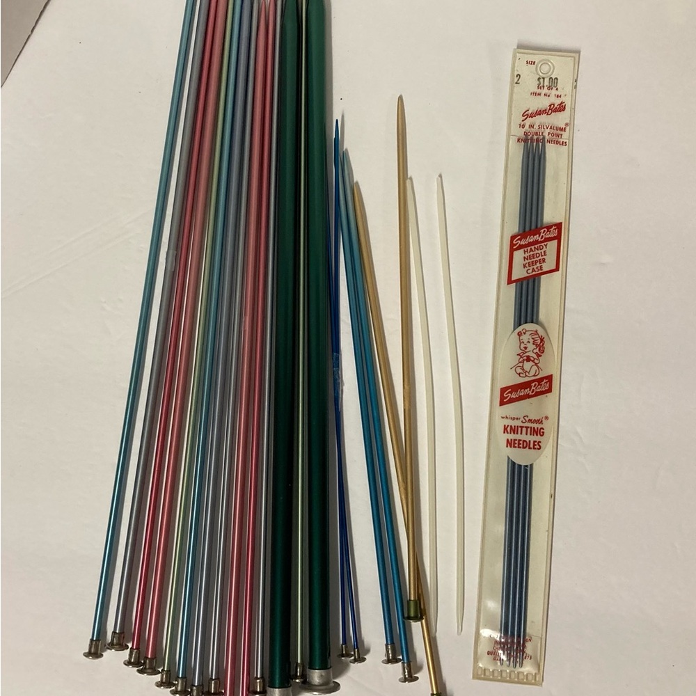 Large Lot 26 Knitting Needles Bates Boye + Aluminum Variety Sizes Lengths